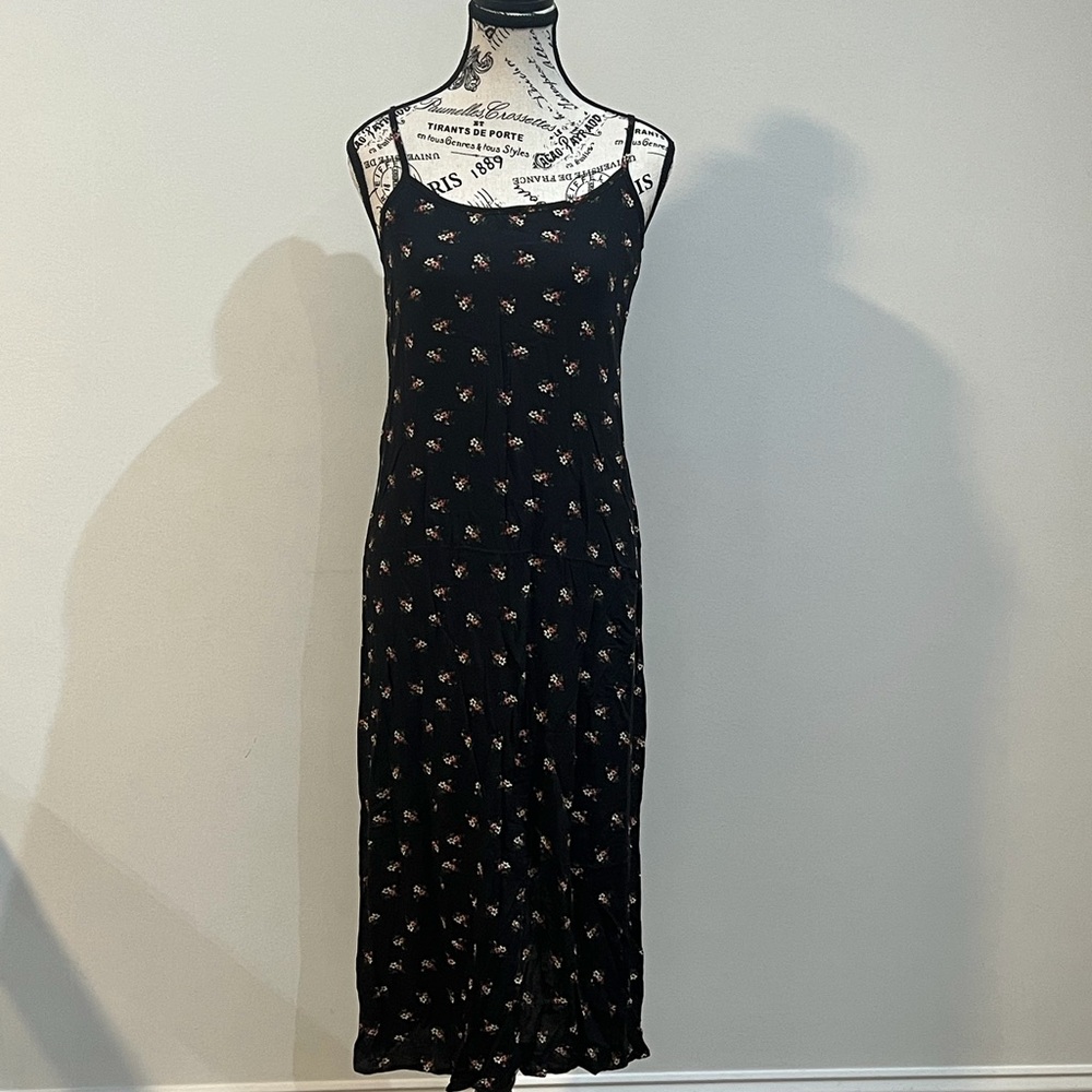 Aeropostale Black Dress with Red and White Floral Design